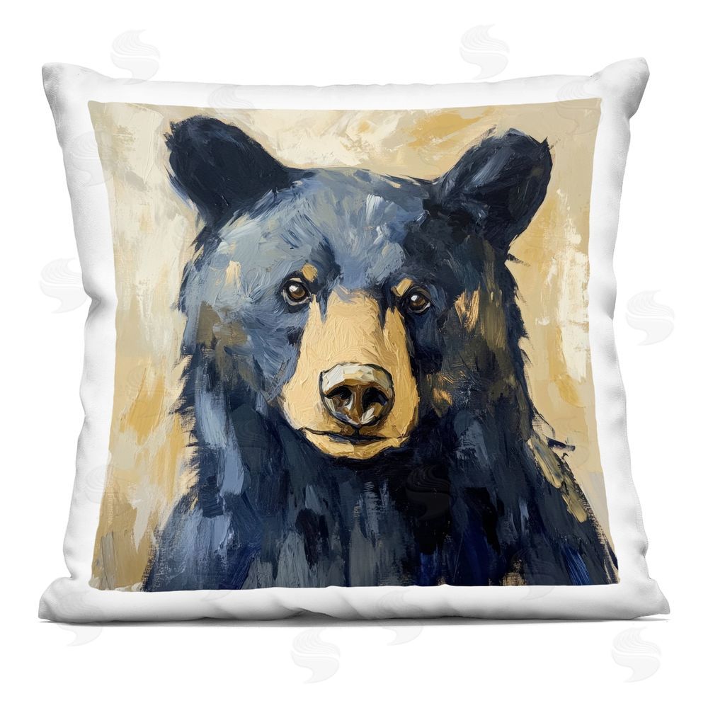 Petal Prints Design Expressive Big Bear Square Printed Throw Pillow