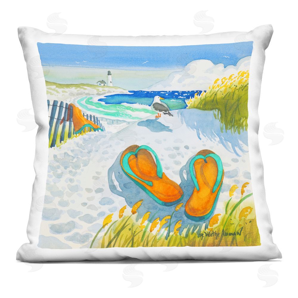 Robin Altman Seagull & Flip Flops Square Printed Throw Pillow