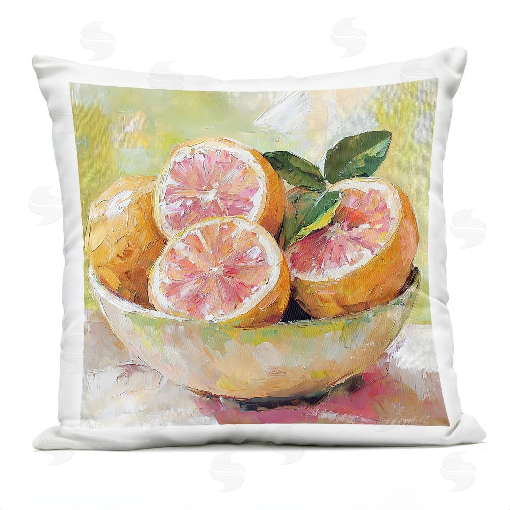 Riley B Bold Grapefruit in Ceramic Bowl Outdoor Square Printed Throw Pillow