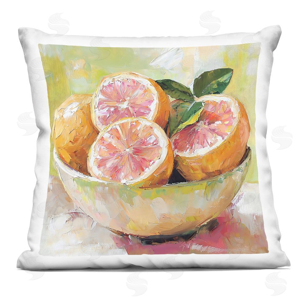 Riley B Bold Grapefruit in Ceramic Bowl Square Printed Throw Pillow