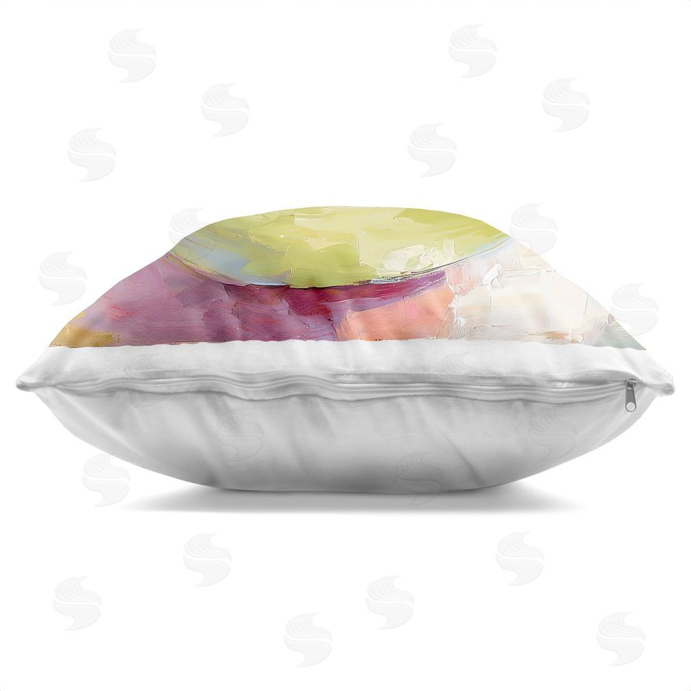 Riley B Sliced Grapefruit in Bowl Square Printed Throw Pillow Side View with Zipper Detail