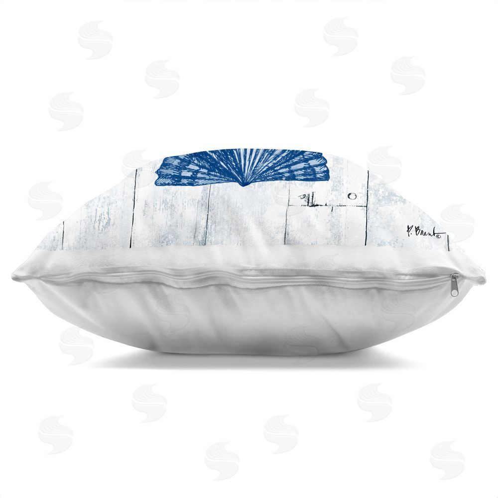 Paul Brent Coastal Timberland Scallop Square Printed Throw Pillow Side View with Zipper Detail
