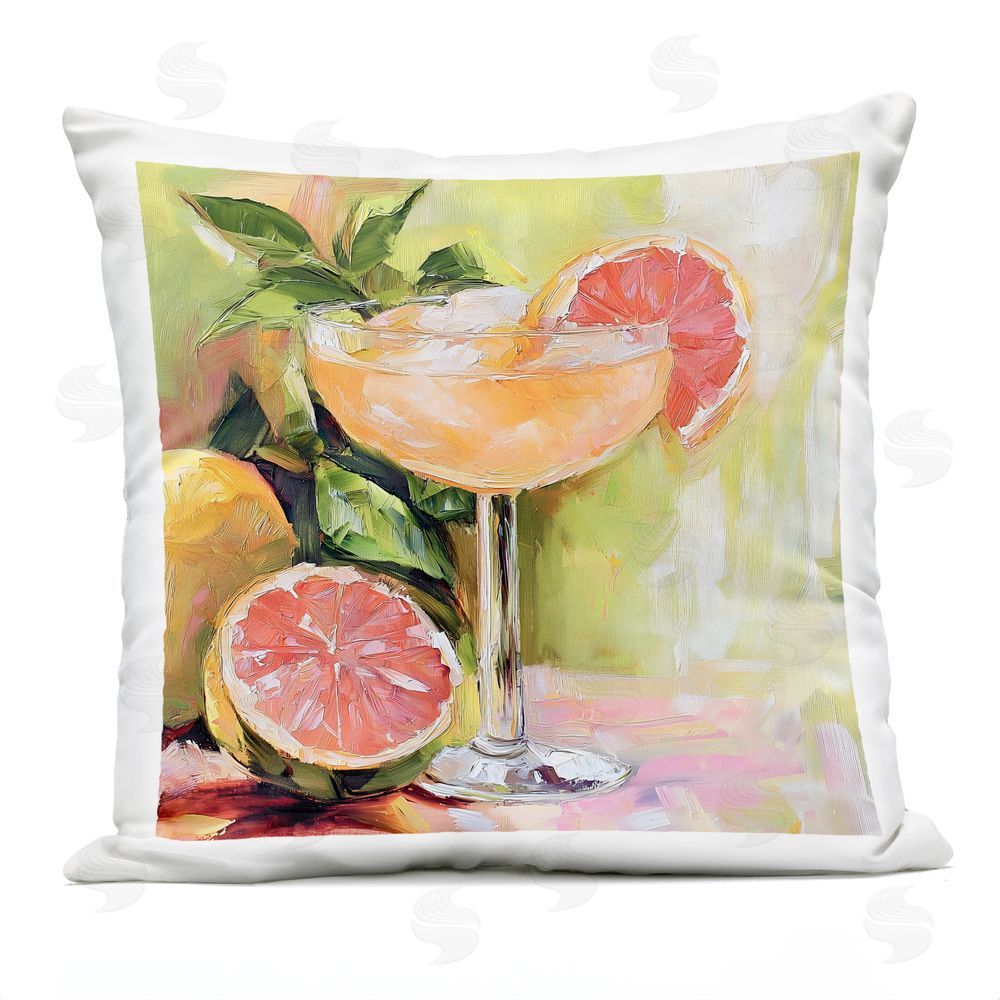 Riley B Grapefruit Summer Cocktail Outdoor Square Printed Throw Pillow