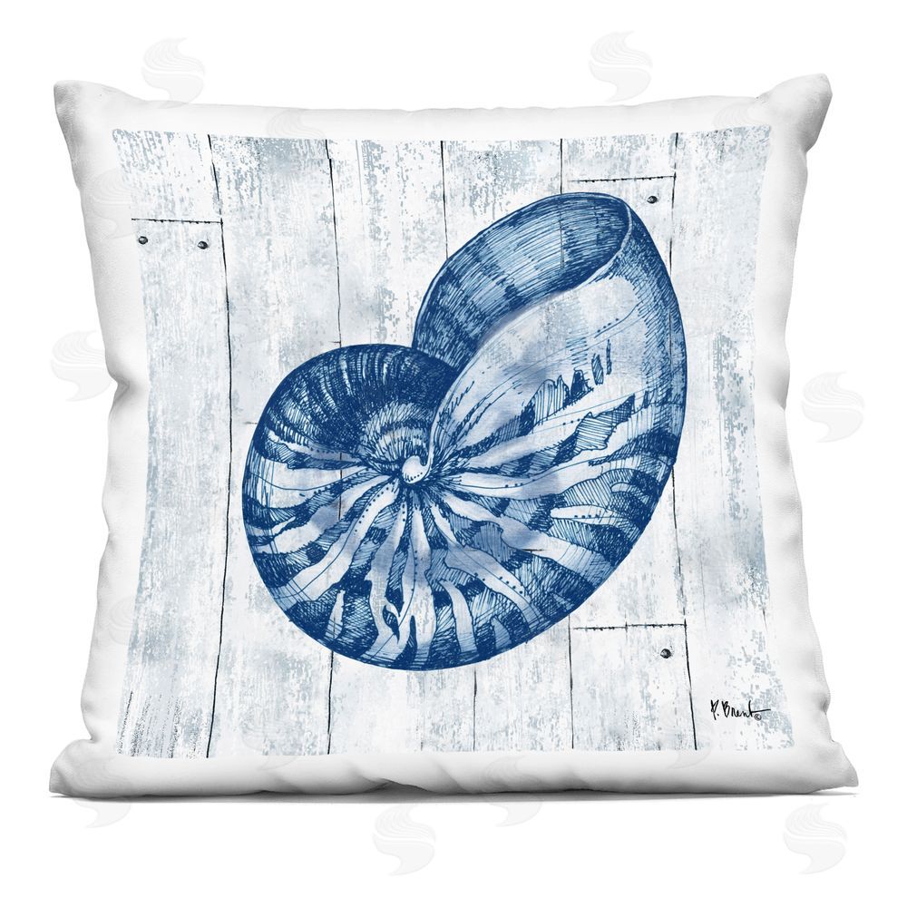 Paul Brent Coastal Timberland Nautilus Square Printed Throw Pillow