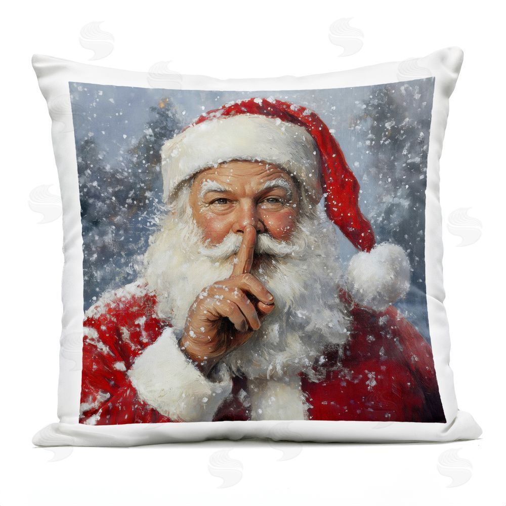 Petal Prints Design Secret Santa Shh Outdoor Square Printed Throw Pillow