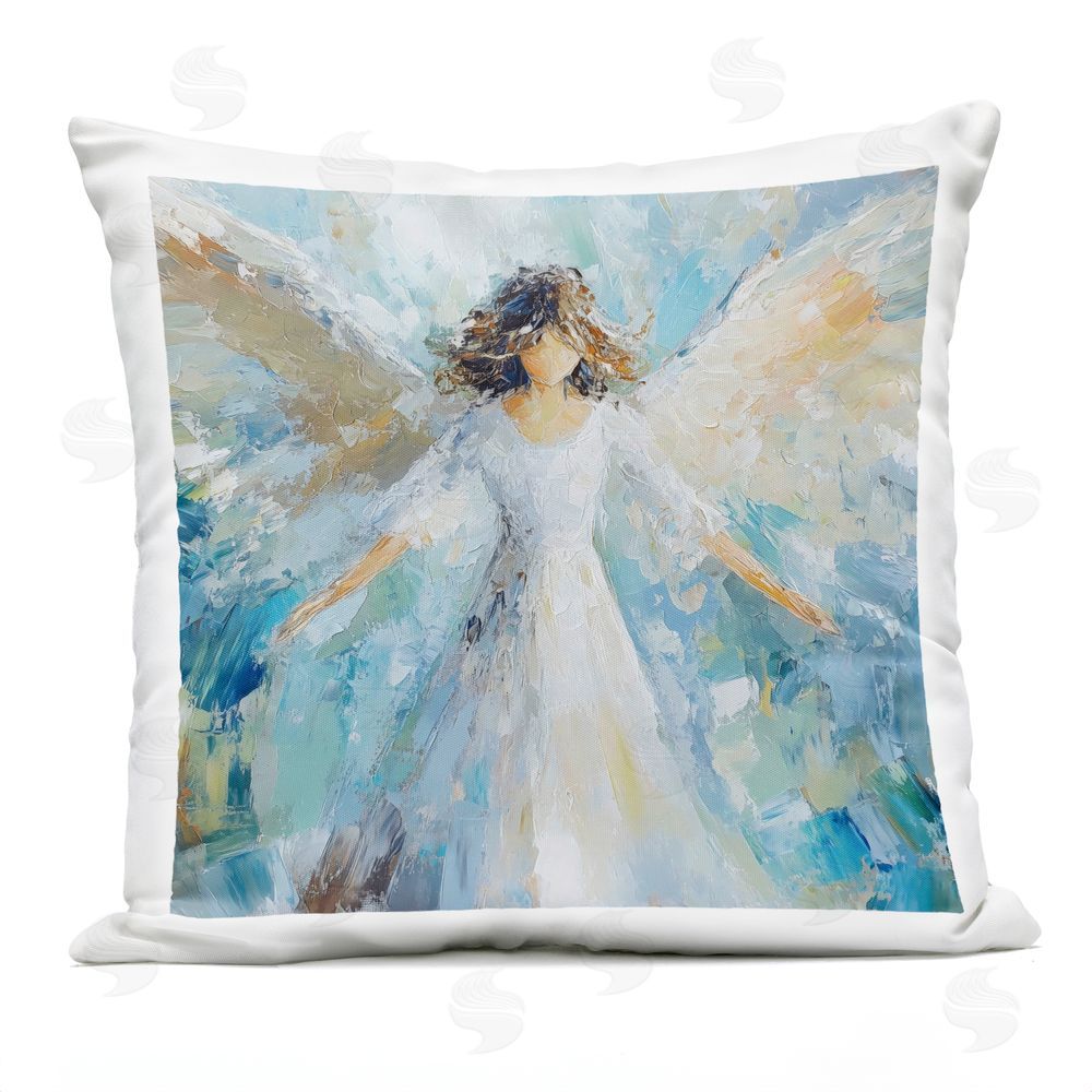 Petal Prints Design Flying Glory Angel Outdoor Square Printed Throw Pillow