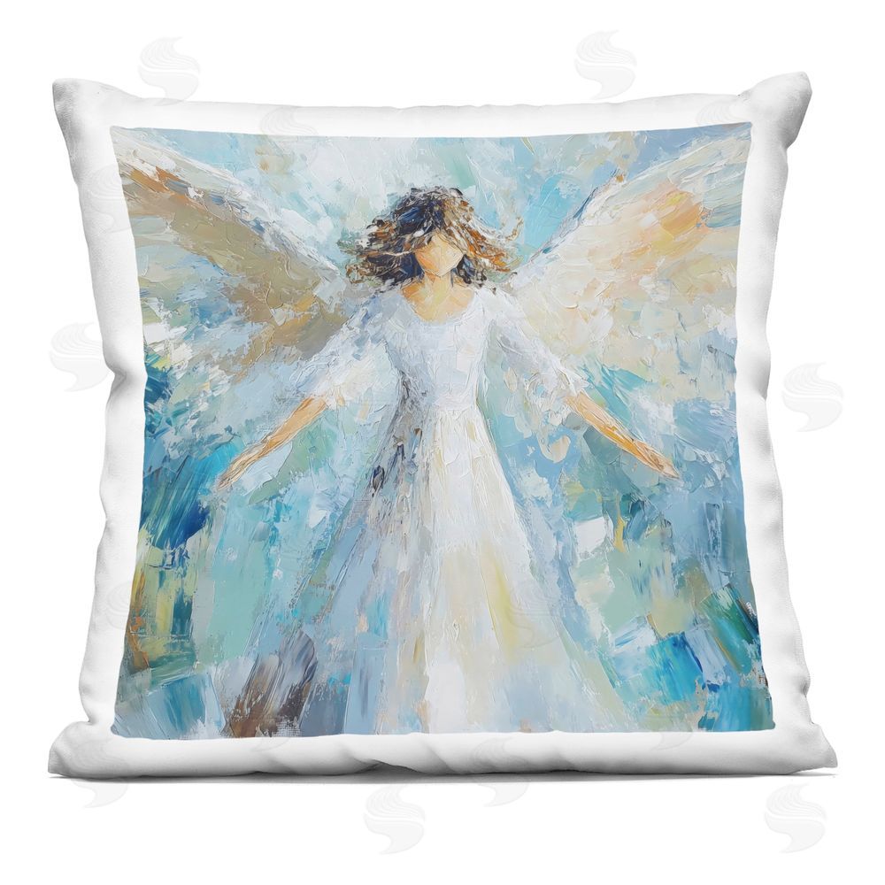 Petal Prints Design Flying Glory Angel Square Printed Throw Pillow