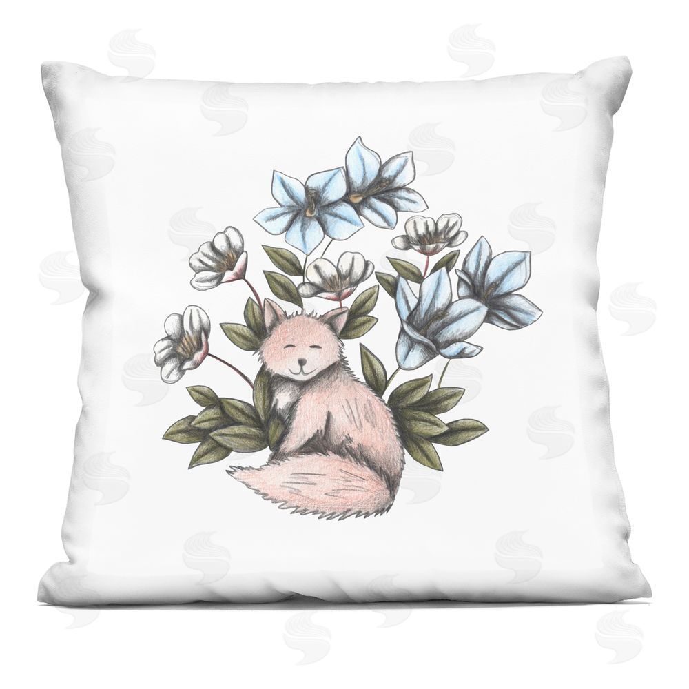 Cecilia Battaini Gentle Fox with Flowers Square Printed Throw Pillow