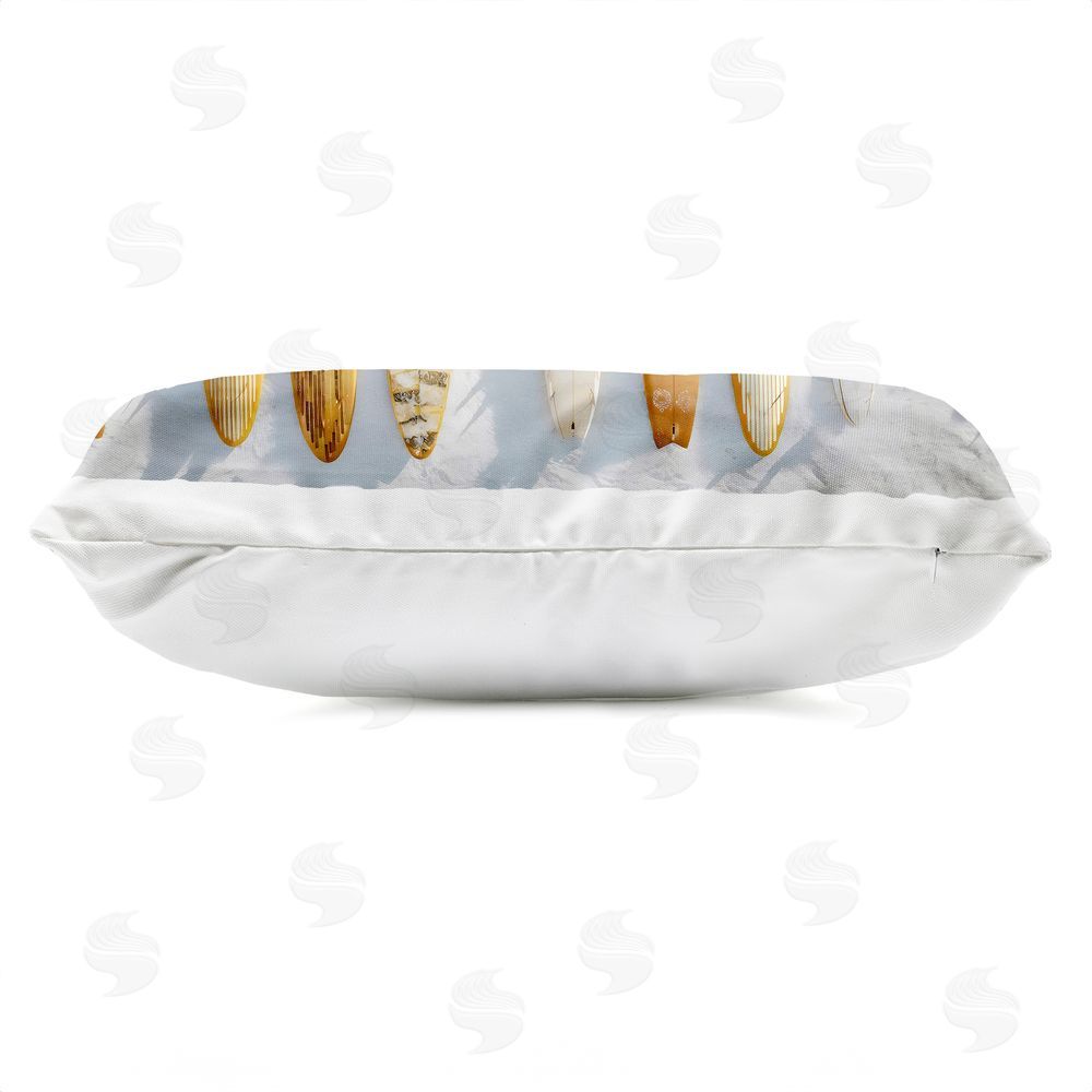 Franklyn Gregory Vintage Surfboard Collection Outdoor Printed Lumbar Throw Pillow Side View with Zipper Detail