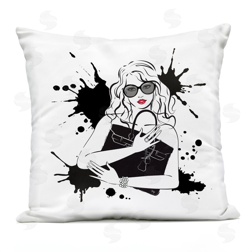 Martina Pavlova Black Bag Elegance & Glamour Outdoor Square Printed Throw Pillow