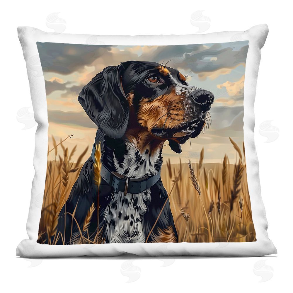 Jim Baldwin Bluetick Coonhound in Meadow Indoor Plush Polyester Square Throw Pillow