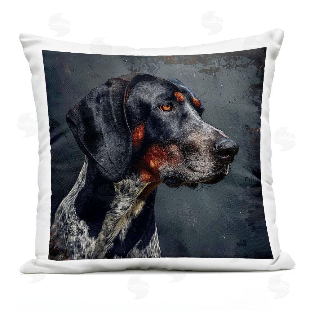 Jim Baldwin Detailed Bluetick Dog Portrait Outdoor Quick-Dry Polyester Square Throw Pillow
