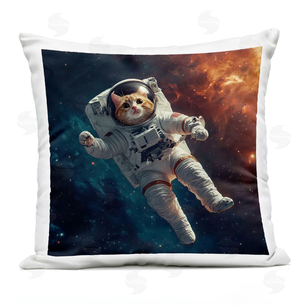 Jim Baldwin Interstellar Cat Astronaut Outdoor Square Printed Throw Pillow