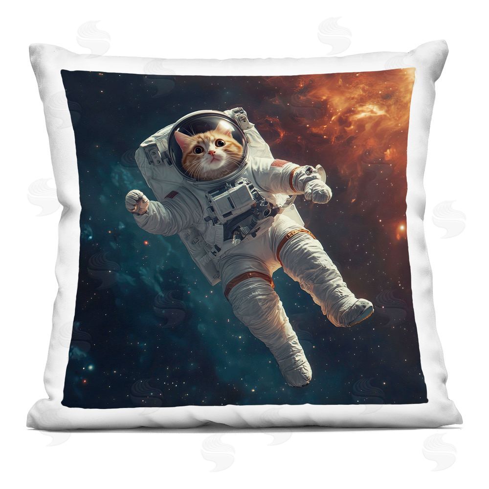 Jim Baldwin Interstellar Cat Astronaut Square Printed Throw Pillow