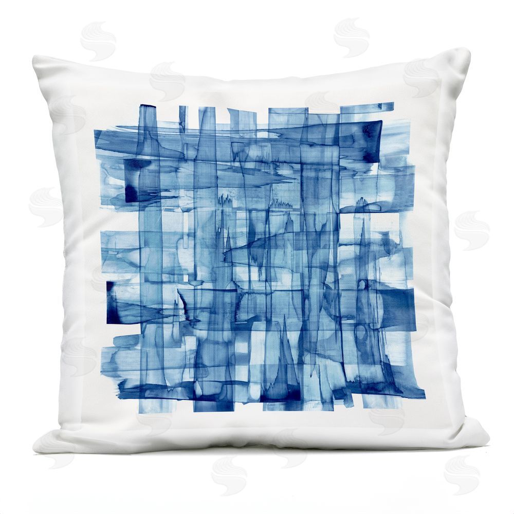 PI Studio Translucent Indigo Crosshatch Outdoor Quick-Dry Polyester Square Throw Pillow