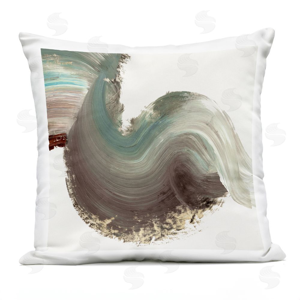 PI Studio Teal & Taupe Swirl Movement Outdoor Quick-Dry Polyester Square Throw Pillow