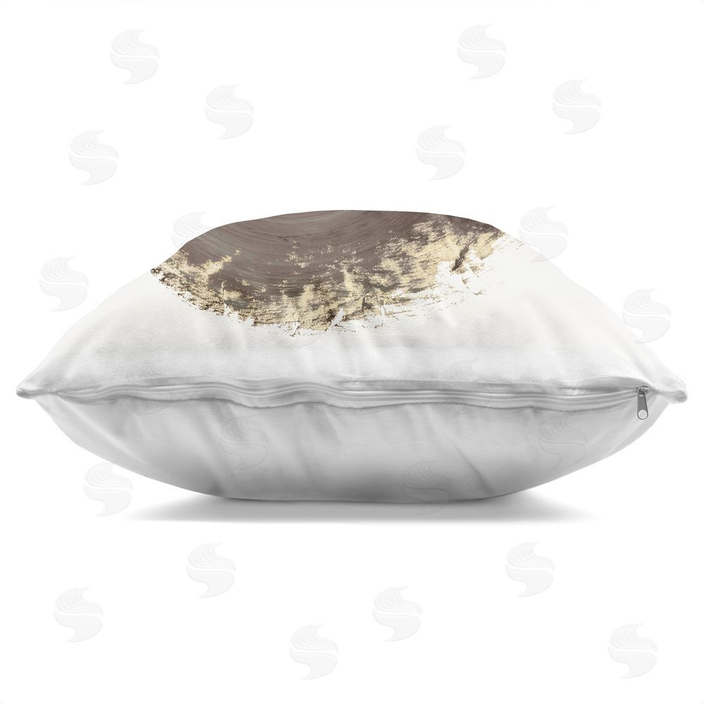 PI Studio Teal & Taupe Swirl Movement Indoor Plush Polyester Square Throw Pillow Zipper Detail