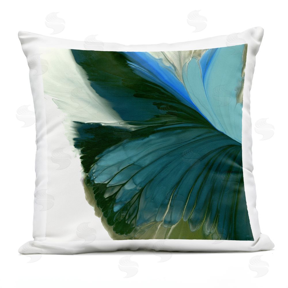 Vicki McFarland Emerald Abstract Butterfly Wing Outdoor Quick-Dry Polyester Square Throw Pillow
