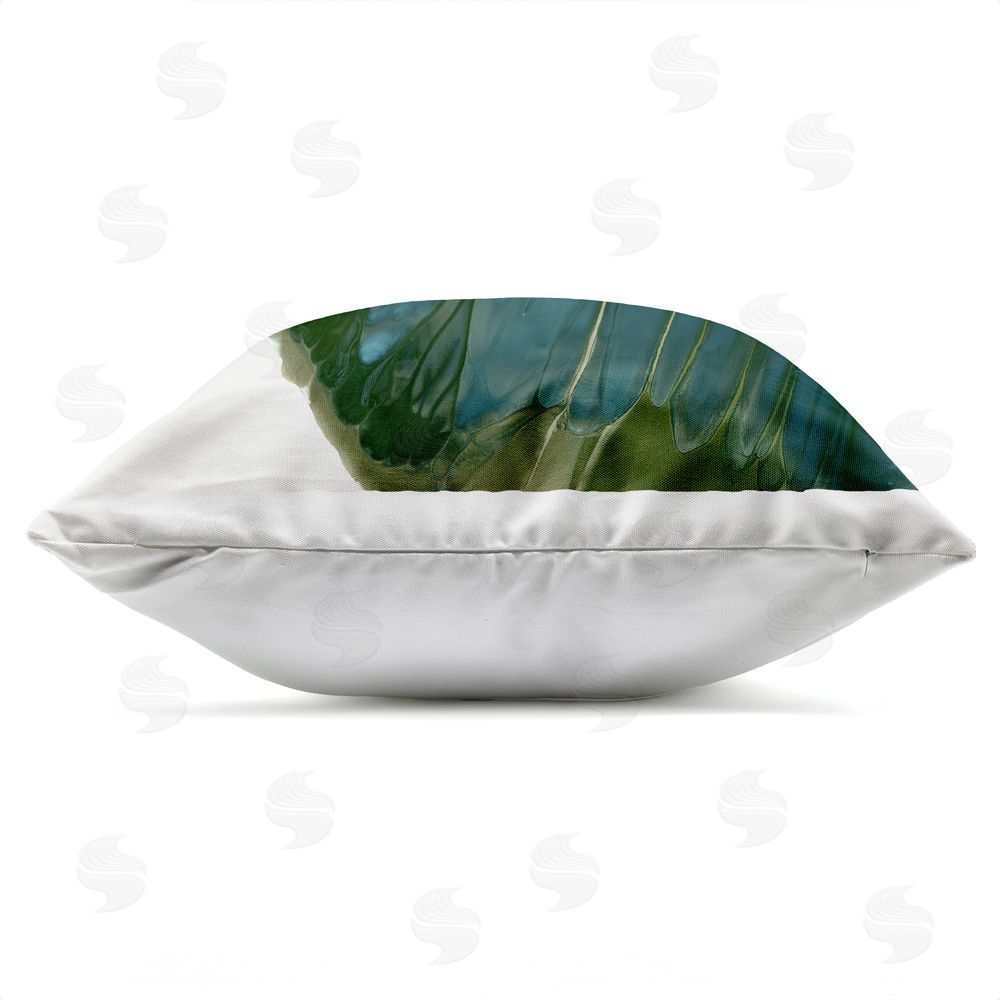Vicki McFarland Emerald Abstract Butterfly Wing Outdoor Quick-Dry Polyester Square Throw Pillow Zipper Detail