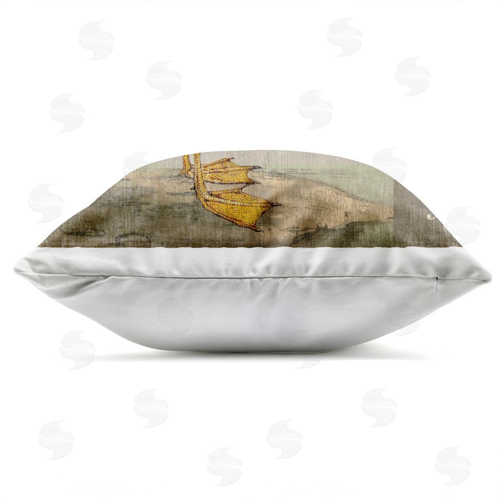Suzanne Nicoll Rustic Little Seagull Outdoor Quick-Dry Polyester Square Throw Pillow Zipper Detail