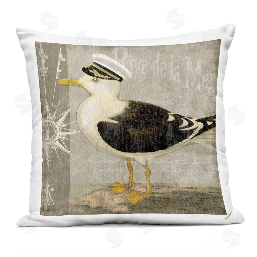 Suzanne Nicoll Little Maritime Seagull Outdoor Quick-Dry Polyester Square Throw Pillow