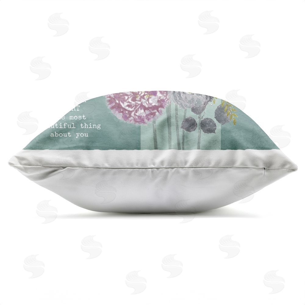 Suzanne Nicoll Most Beautiful Thing Florals Outdoor Quick-Dry Polyester Square Throw Pillow Zipper Detail