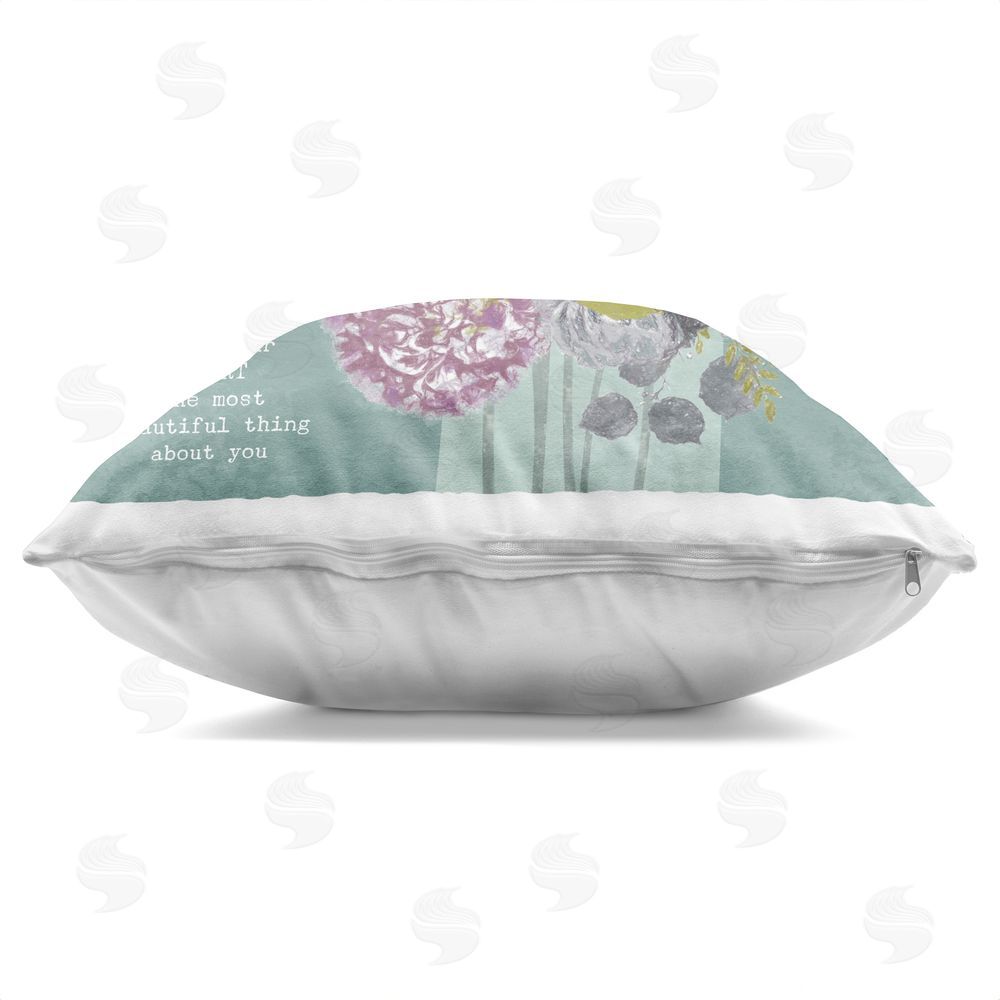 Suzanne Nicoll Most Beautiful Thing Florals Indoor Plush Polyester Square Throw Pillow Zipper Detail