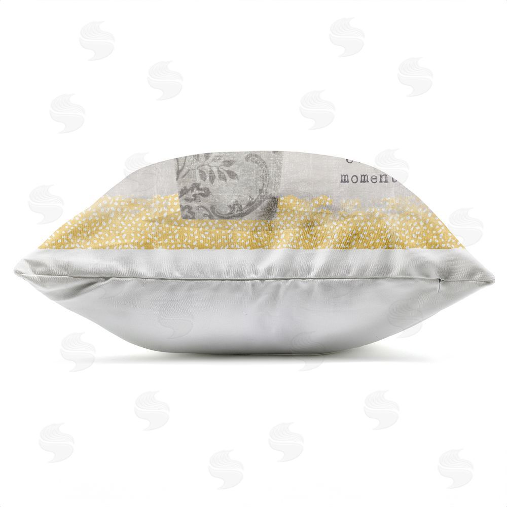 Suzanne Nicoll Cherish Every Moment Inspiration Outdoor Quick-Dry Polyester Square Throw Pillow Zipper Detail