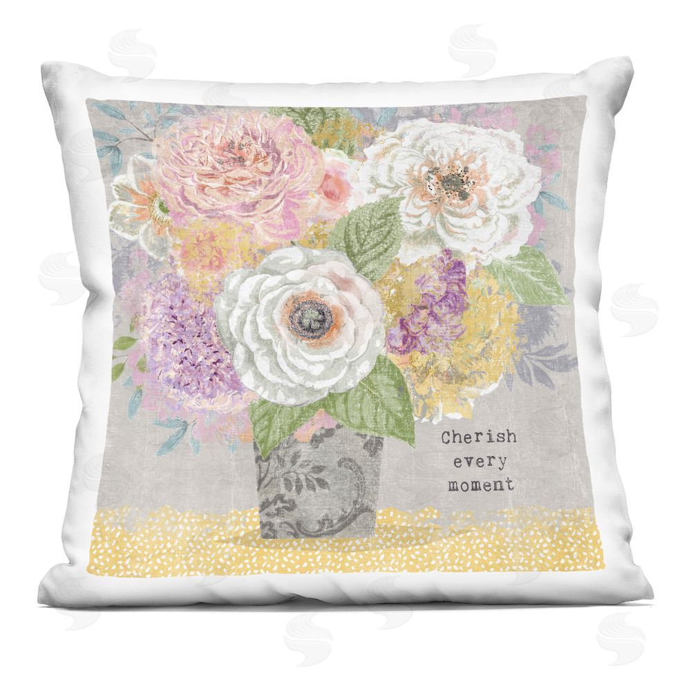 Suzanne Nicoll Cherish Every Moment Inspiration Indoor Plush Polyester Square Throw Pillow