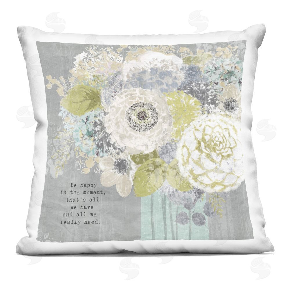 Suzanne Nicoll Happy In The Moment Indoor Plush Polyester Square Throw Pillow