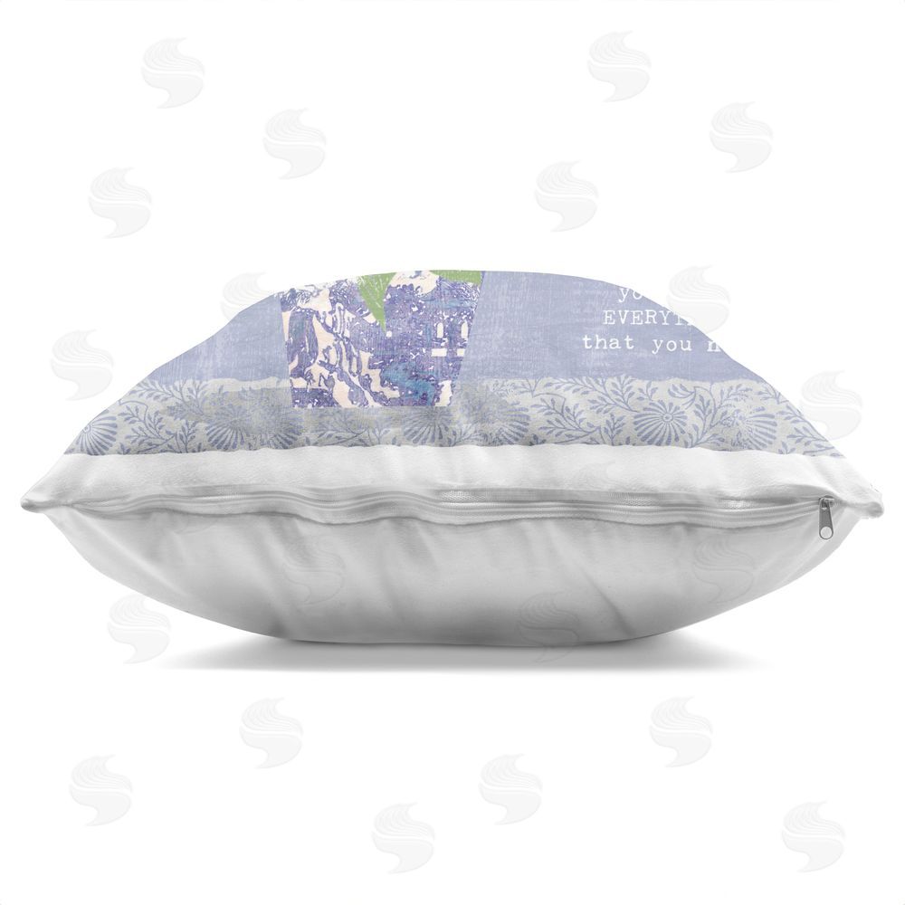 Suzanne Nicoll Floral Inspiration On Love Indoor Plush Polyester Square Throw Pillow Zipper Detail