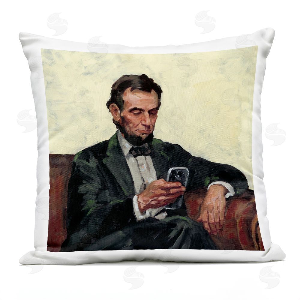Studio Bautista Abe & Cell Phone Portrait Outdoor Quick-Dry Polyester Square Throw Pillow