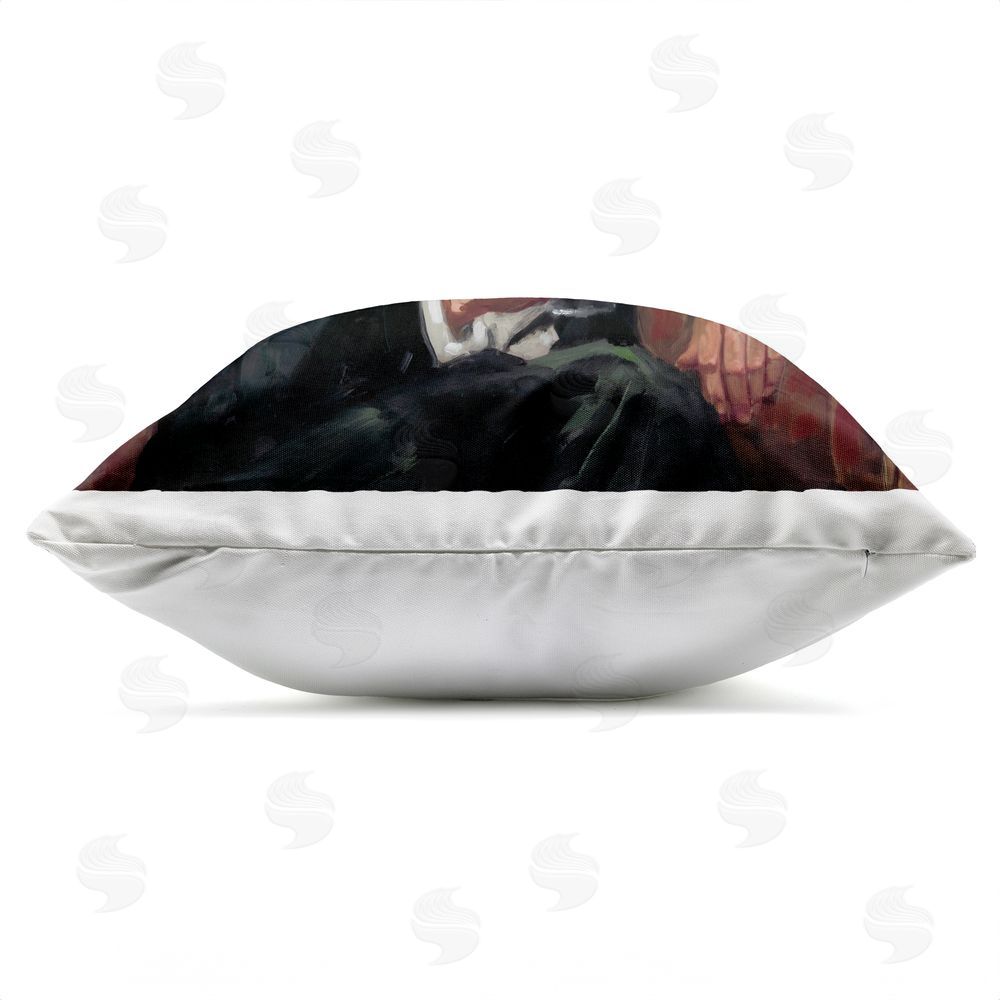 Studio Bautista Abe & Cell Phone Portrait Outdoor Quick-Dry Polyester Square Throw Pillow Zipper Detail