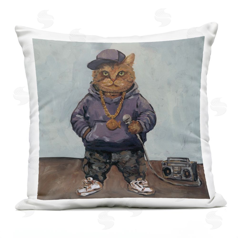 Studio Bautista Urban Rapper Cat Square Outdoor Quick-Dry Polyester Throw Pillow