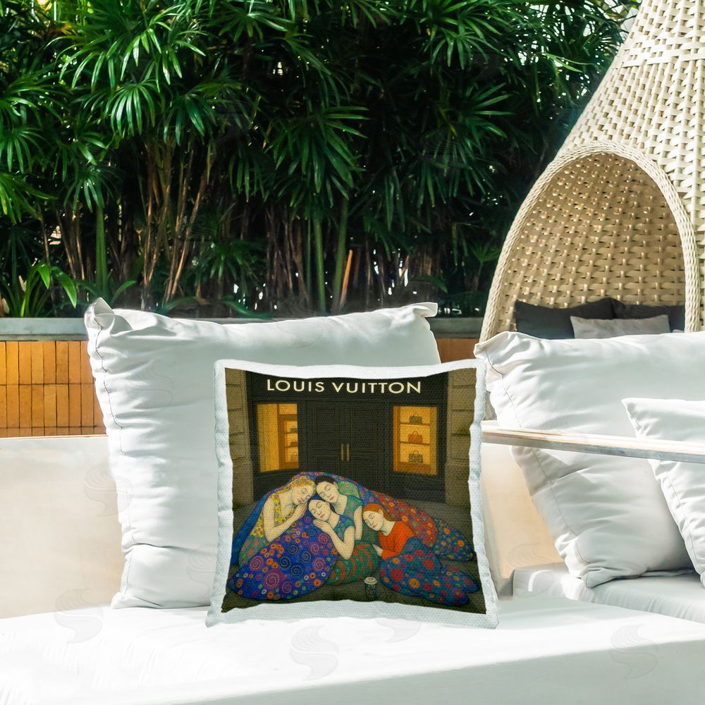 Grotto Studios Iconic Style Fashion Shop Outdoor Printed Throw Pillow on Patio