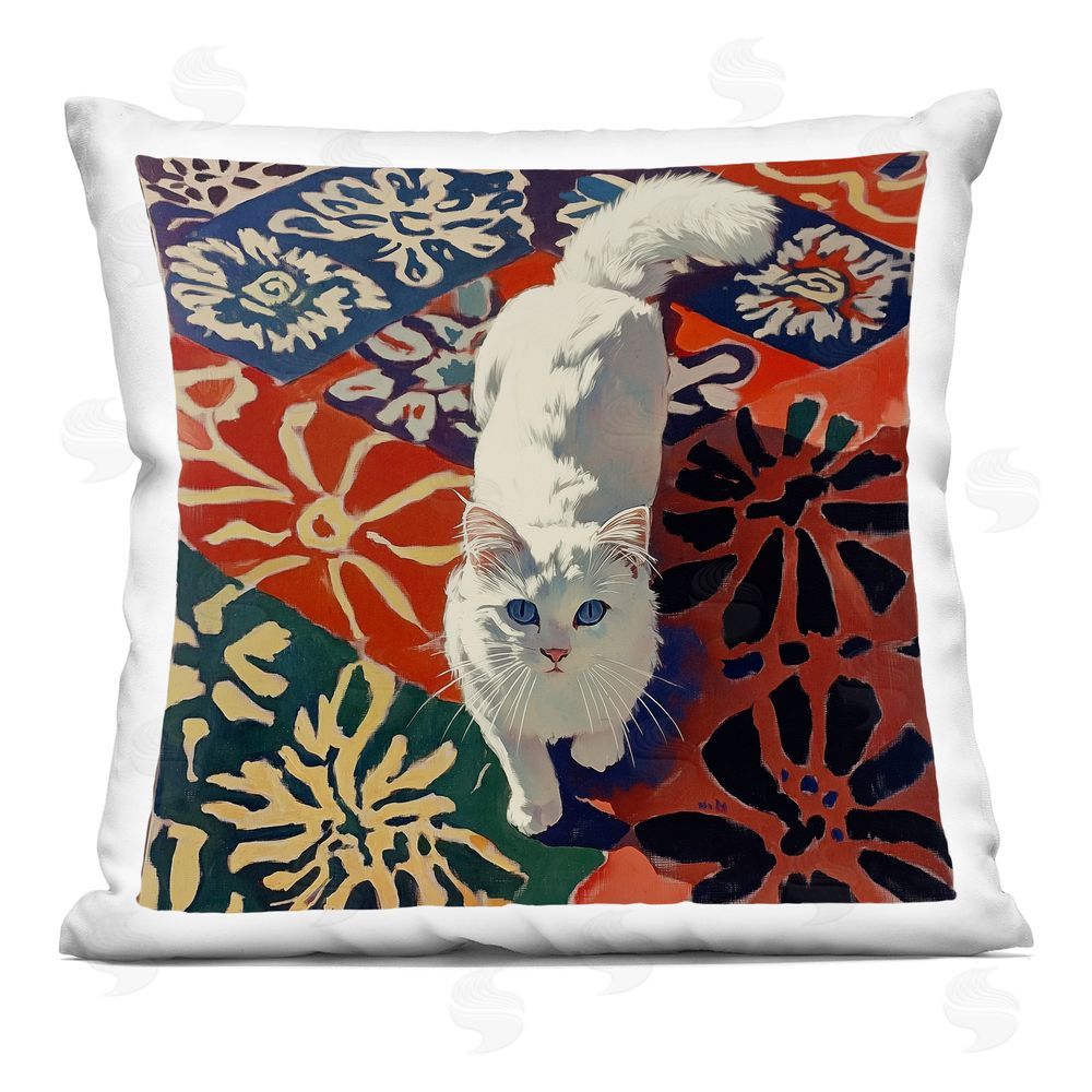 Annabelle Hall Mouse Night White Cat Indoor Plush Polyester Square Throw Pillow
