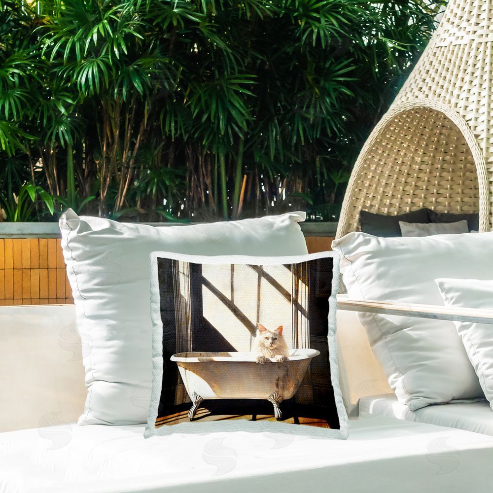 Annabelle Hall Tub Is Occupied Today Outdoor Quick-Dry Polyester Printed Square Pillow on Patio