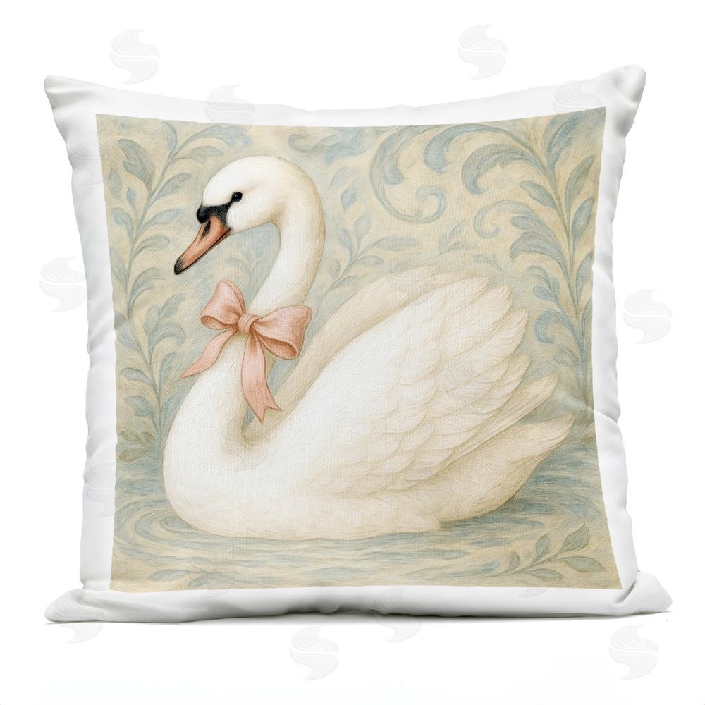 Grotto Studios Vintage Leaves Swan Outdoor Printed Throw Pillow