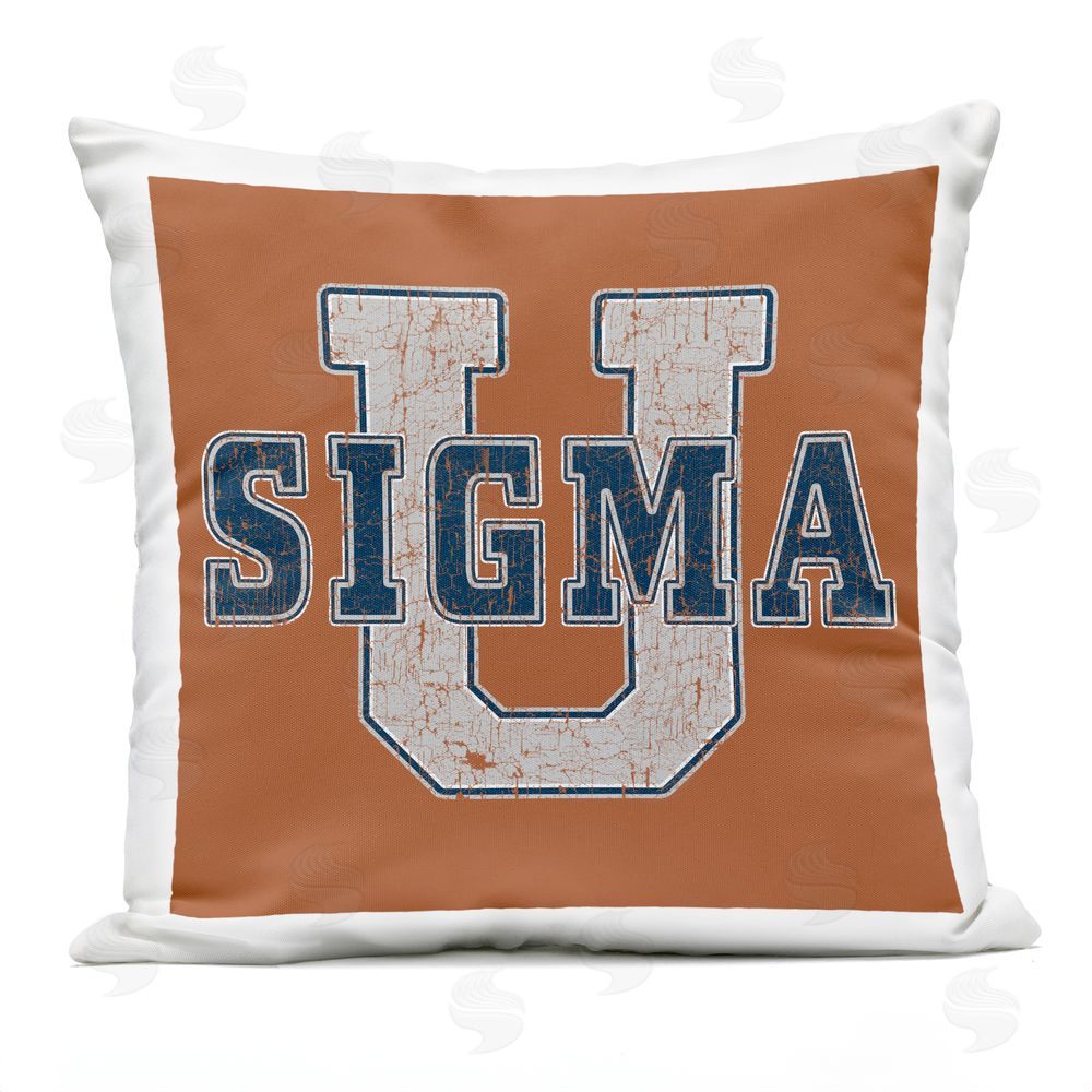 Grotto Studios Sigma University on Brown Outdoor Printed Throw Pillow