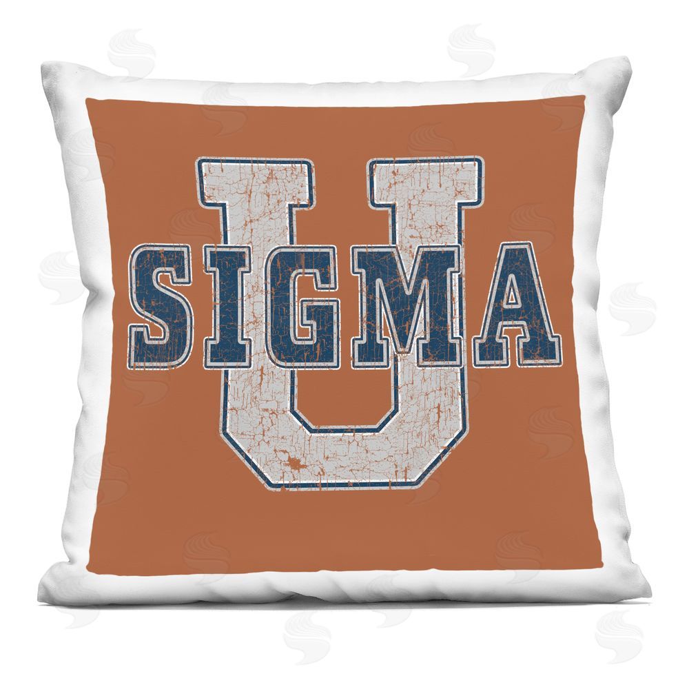 Grotto Studios Sigma University on Brown Printed Throw Pillow
