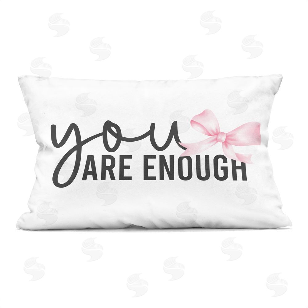 Kim Allen You Are Enough with Ribbon Indoor Plush Polyester Lumbar Pillow