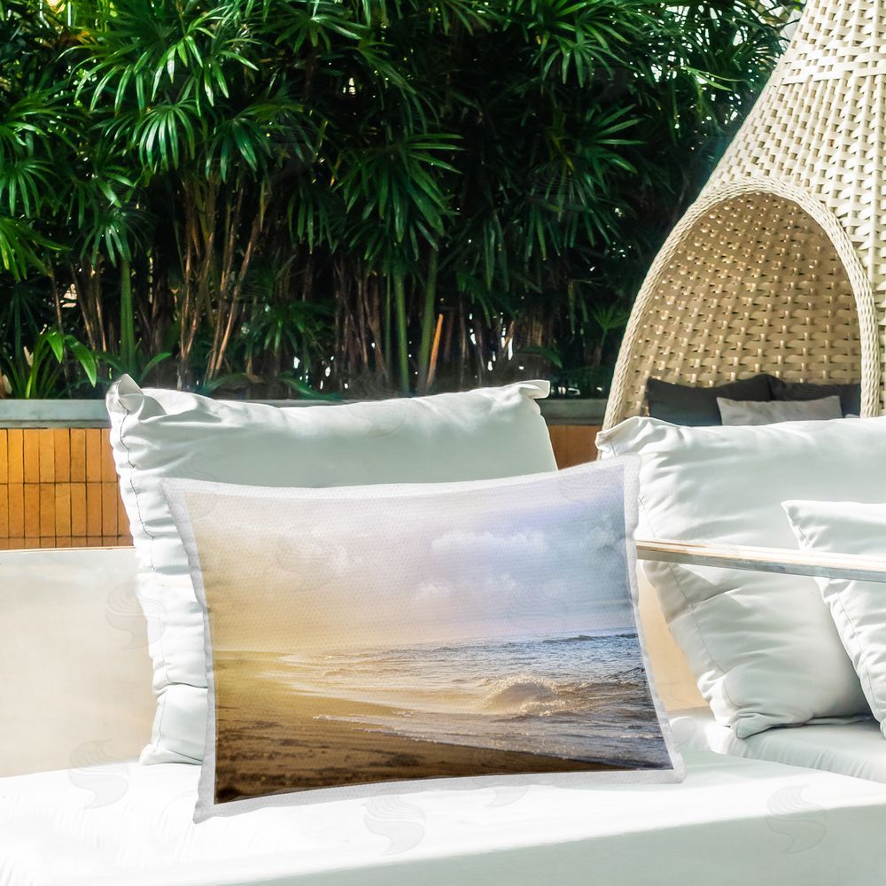Marcus Prime Gentle Seaside Breeze Outdoor Quick-Dry Polyester Printed Lumbar Pillow on Patio