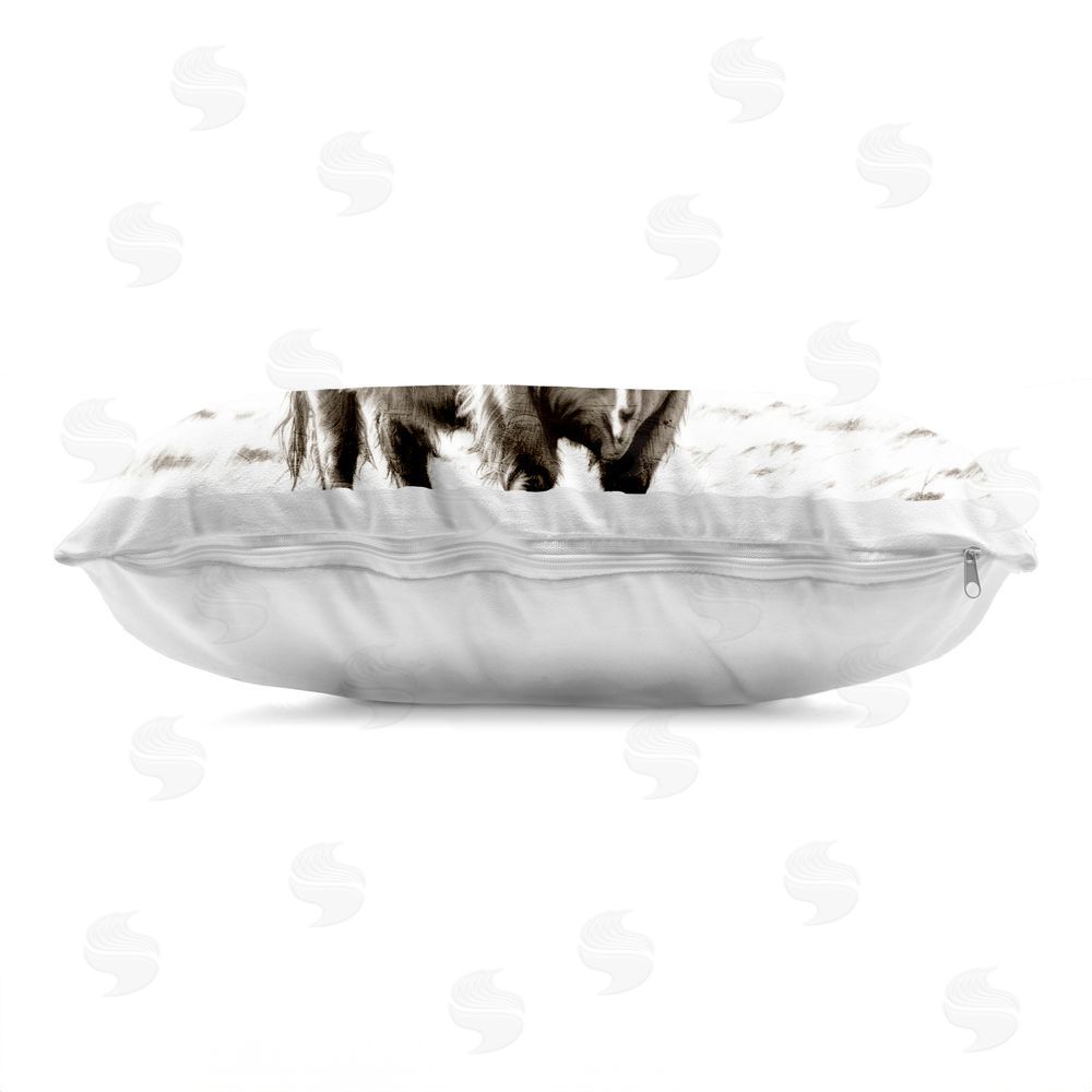 Kim Allen Highland Sepia Sketch Indoor Plush Polyester Lumbar Pillow Zipper Detail
