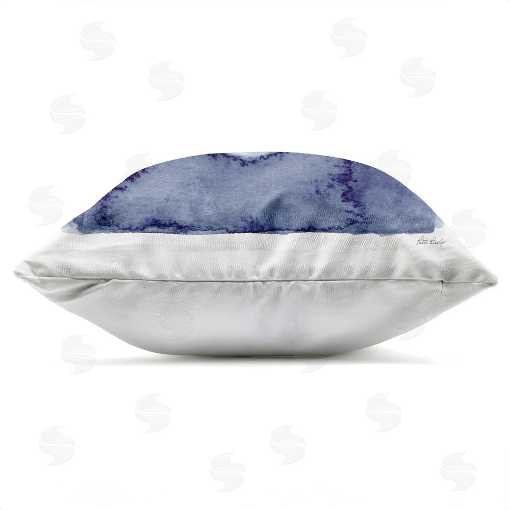Patti Bishop White Sand Dollar on Indigo Outdoor Quick-Dry Polyester Square Throw Pillow Zipper Detail
