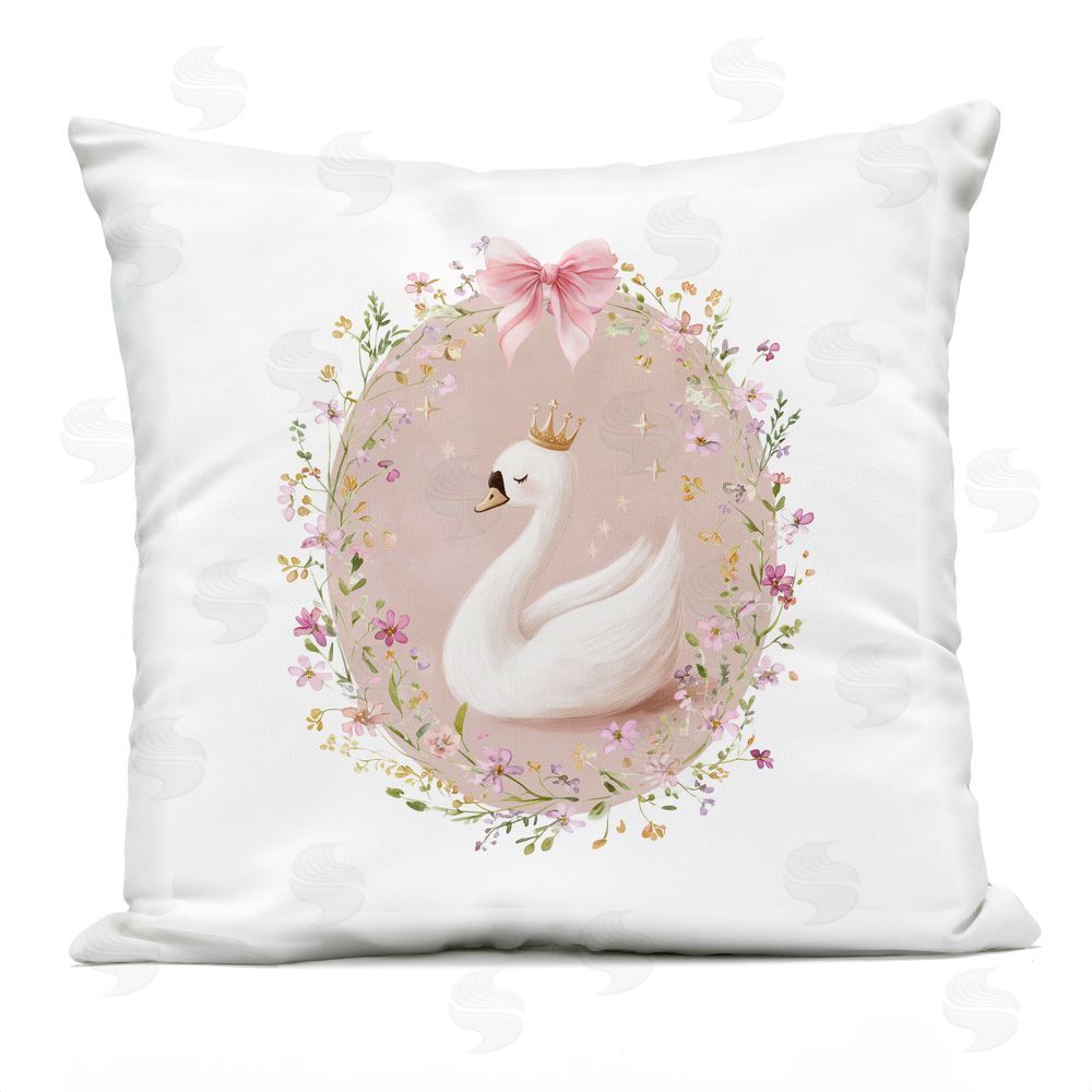 Christine Simpson Art Queen Swan with Florals Outdoor Quick-Dry Polyester Square Throw Pillow