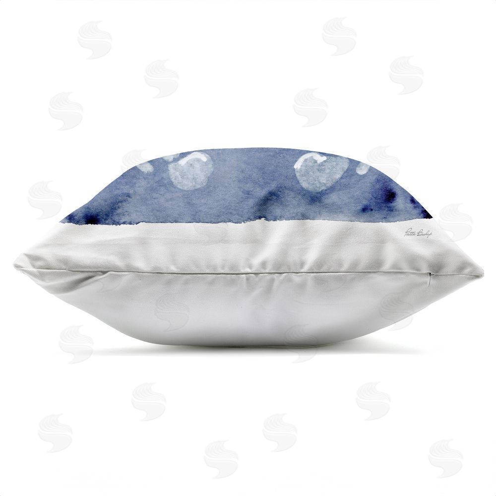 Patti Bishop White Crab on Indigo Outdoor Quick-Dry Polyester Square Throw Pillow Zipper Detail