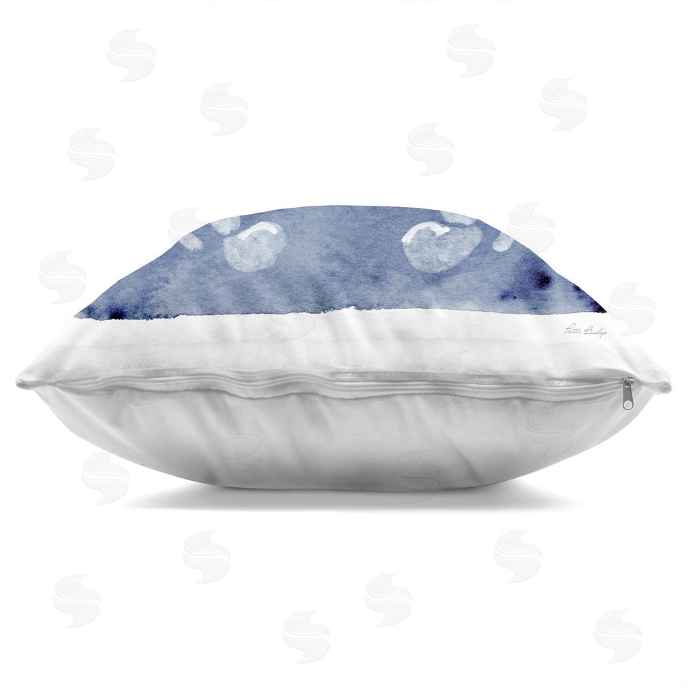 Patti Bishop White Crab on Indigo Indoor Plush Polyester Square Throw Pillow Zipper Detail