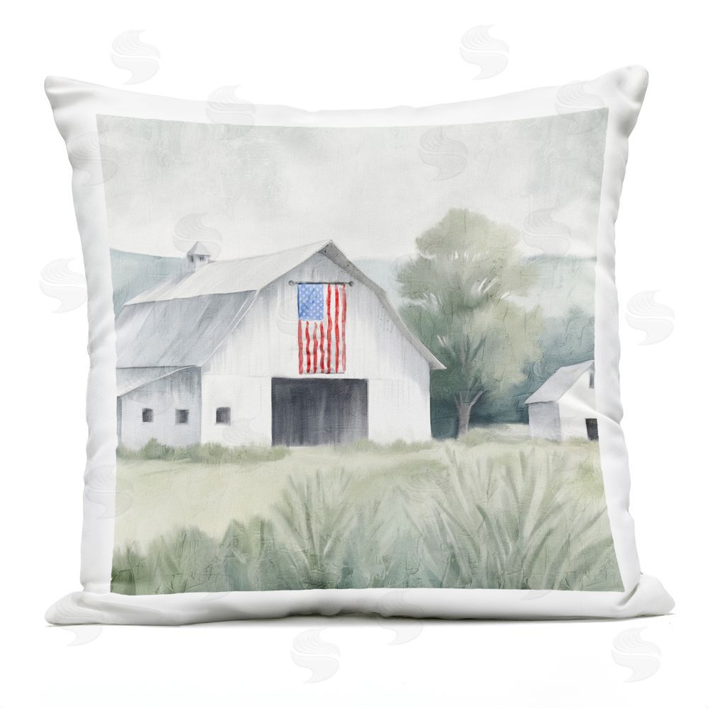 Kim Allen Home USA Flag Barn Outdoor Quick-Dry Polyester Square Throw Pillow