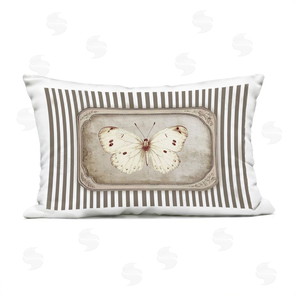 Ramona Murdock Antique Treasures Butterfly Outdoor Quick-Dry Polyester Lumbar Pillow