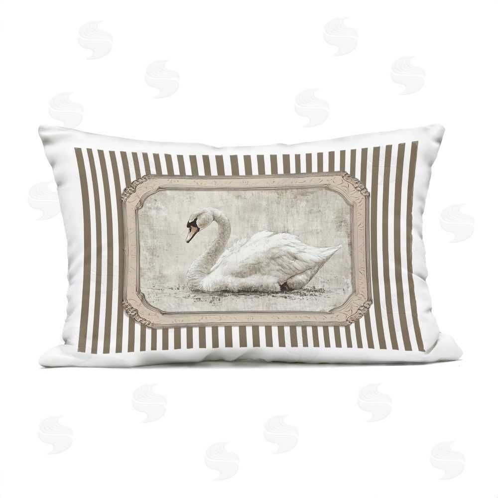 Ramona Murdock Antique Treasures Swan Outdoor Quick-Dry Polyester Lumbar Pillow
